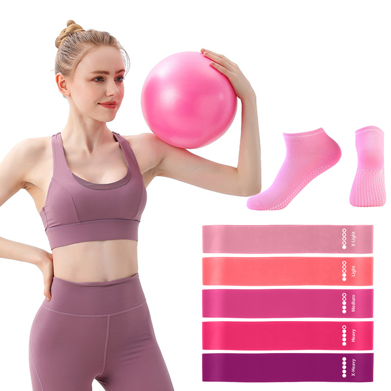 Pilates Yoga Ball Exercises - Set Bola Pilates, Resistance Band, Kaus