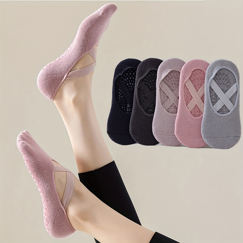 Pilates Ankle Strap - Kaus Kaki Yoga Warna Murni 5