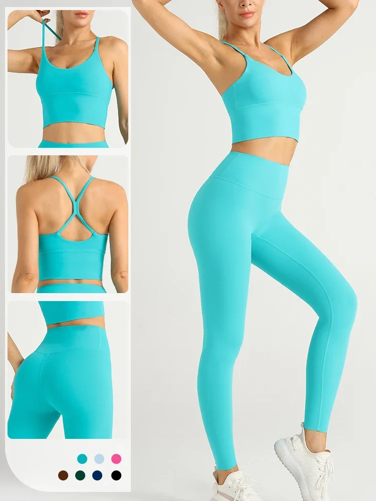 Pilates Yoga Legging - 2 potong pakaian Yoga wanita setelan