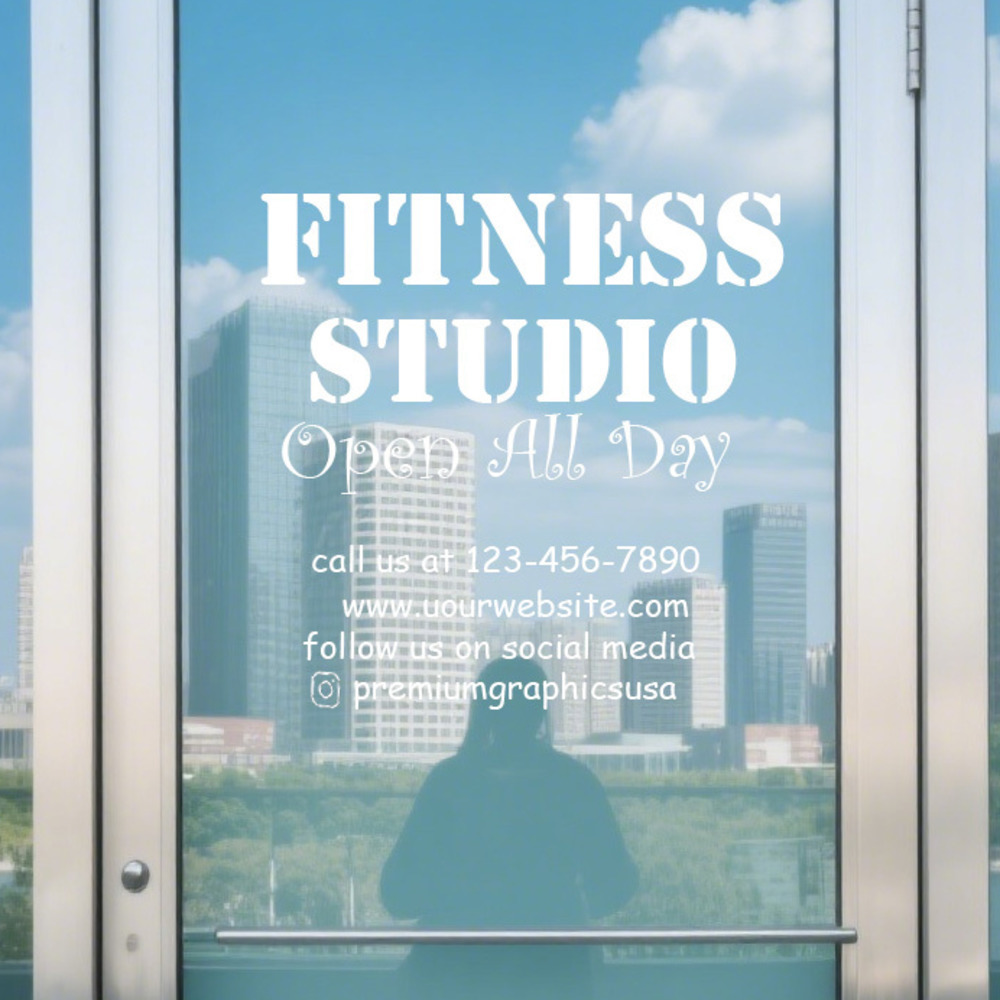 Pilates Yoga Or - Stiker Jendela Studio yang Dapat Disesuaikan/Nama