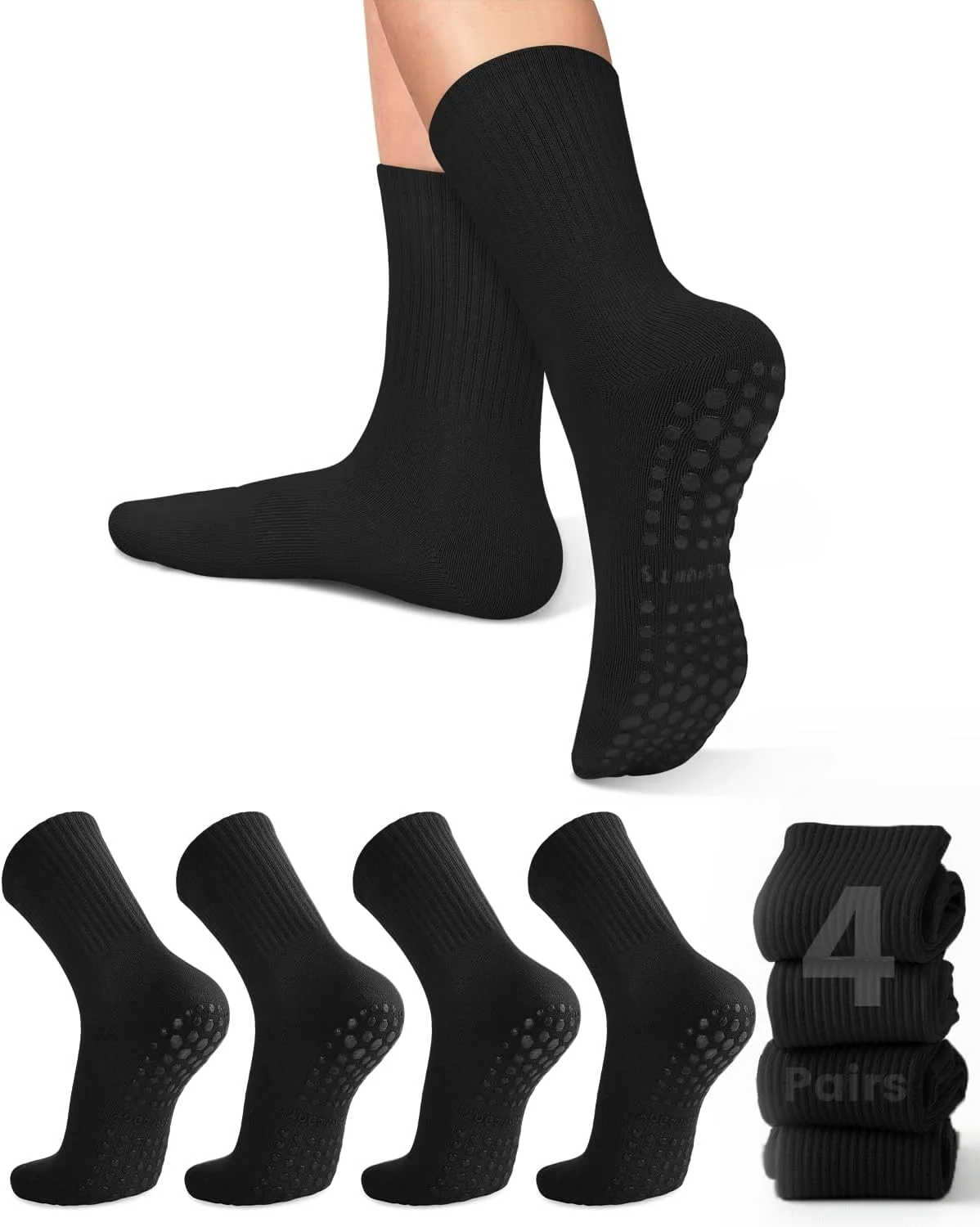 Pilates Yoga Grip Socks - 4 pasang kaus kaki yoga wanita,