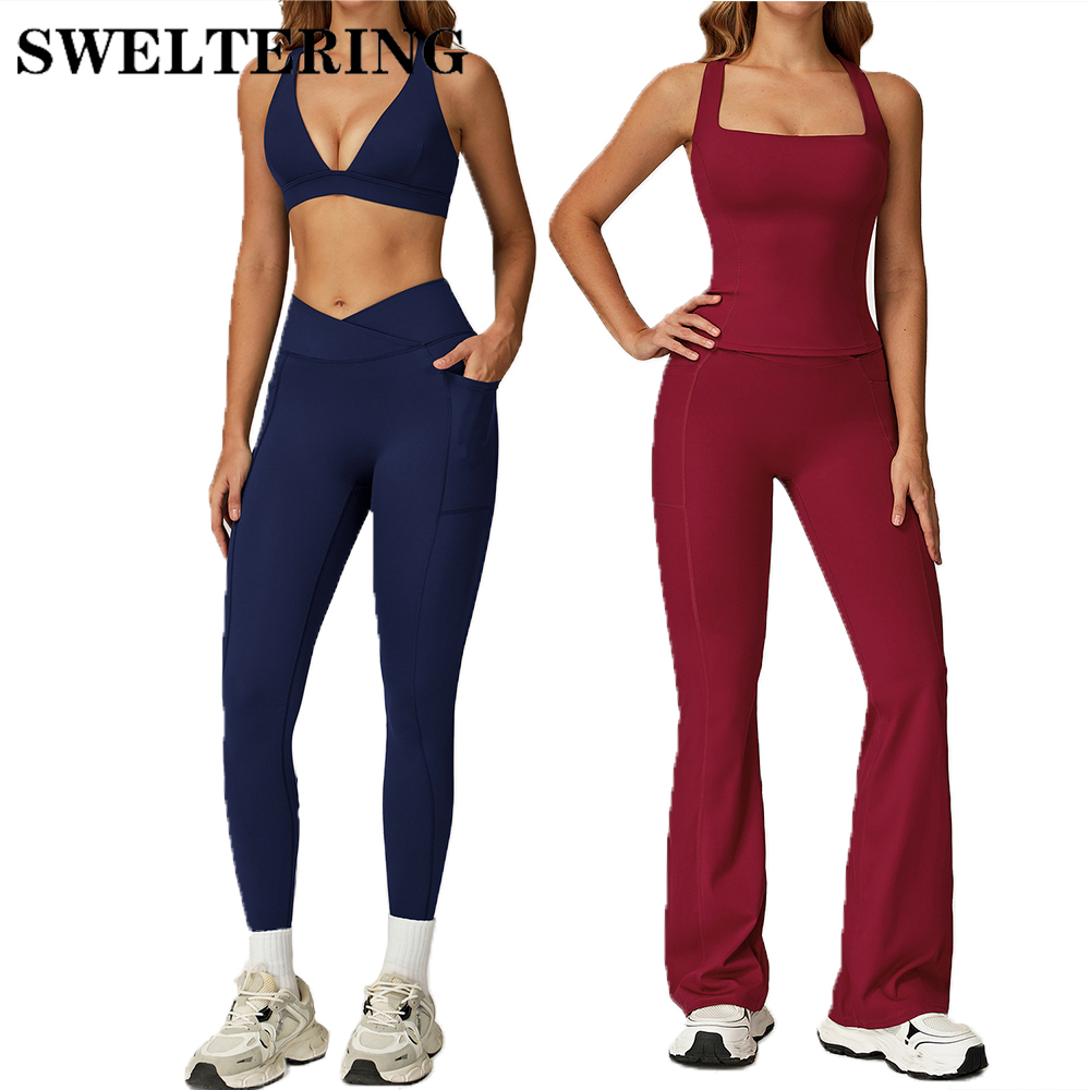 Pilates Yoga Legging - 2PCS Setelan Kebugaran Yoga Pilates Pakaian