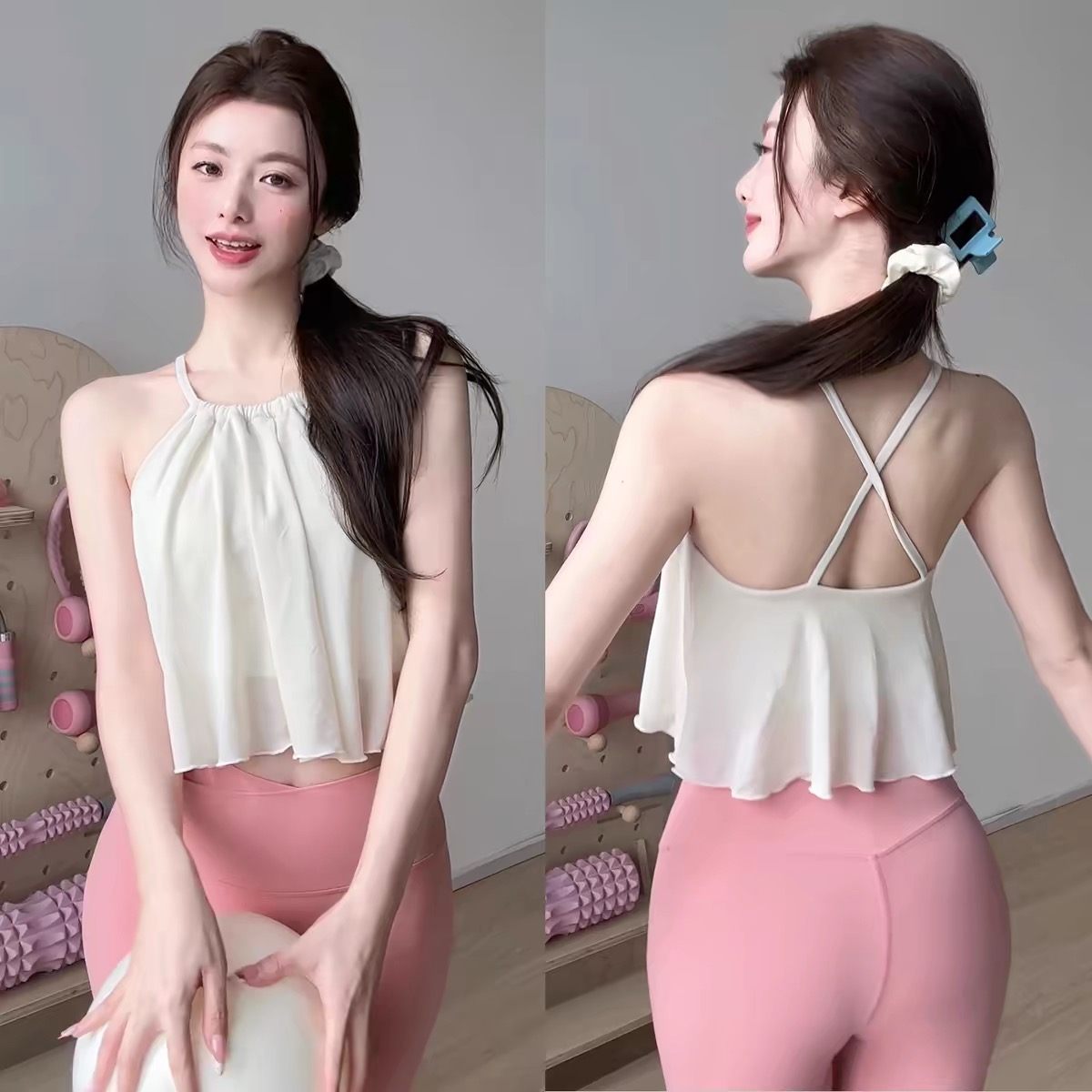 Pilates Yoga Clothes - Bra Olahraga Suspender Kecil Jaring Penginderaan