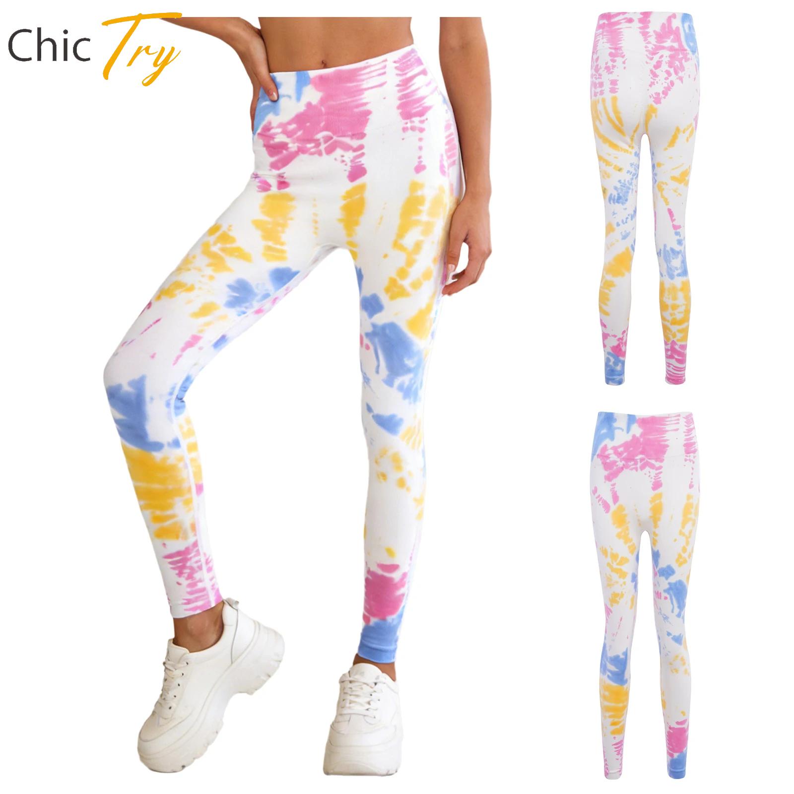 Pilates Yoga Legging - Celana Yoga Wanita Tie-Dye Elastis Pinggang