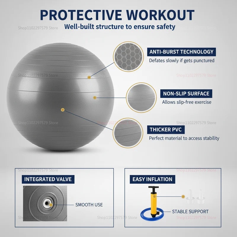 Bola Yoga Anti-Pecah dengan Po - Pilates Yoga Ball Exercises ulasan dan harga